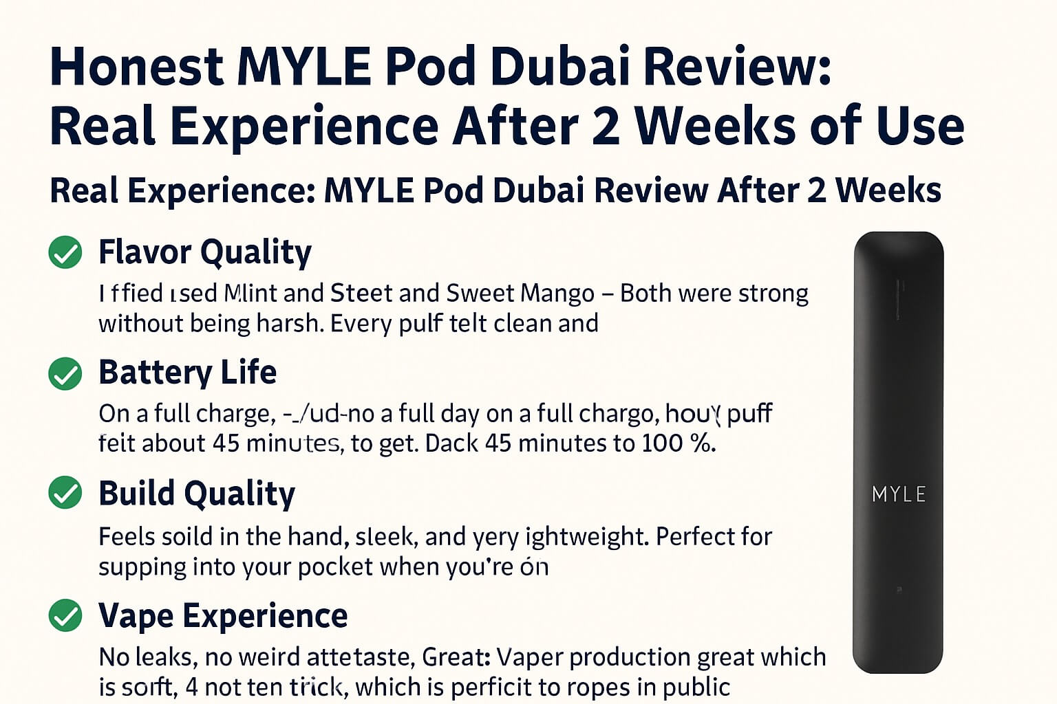 Honest MYLE Pod Dubai Real Experience After 2 Weeks of Use